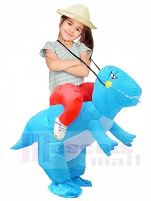 Blue Dinosaur Carry Me Ride On T-Rex Inflatable Halloween Christmas Xmas Costumes for Kids