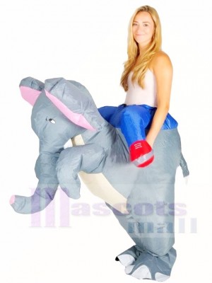 Grey Elephant Carry me Ride On Inflatable Halloween Christmas Costumes for Adults