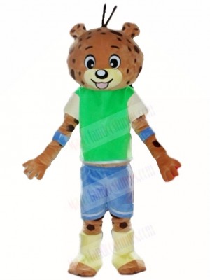Green Shirt Blue Pants Leopard Panther Mascot Costumes Animal 