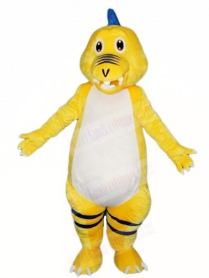 Yellow Dinosaur with Blue Spikes Mascot Costumes Animal
