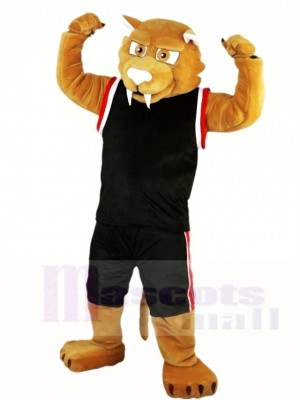 Black Sports Suit Muscle Cougar Mascot Costumes Animal