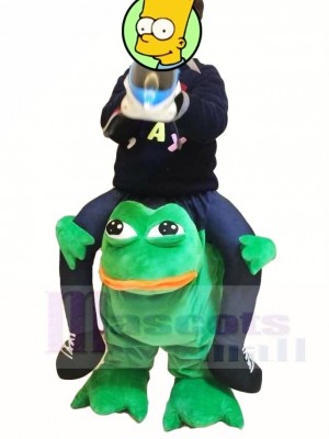 For Children/ Kids Piggyback Carry Me Ride on Crazy Green Frog Mascot Costumes 