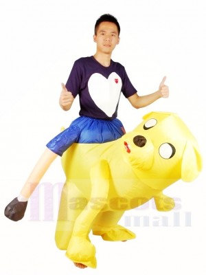 Ride on Jake the Yellow Dog Adventure Time Inflatable Halloween Xmas Costumes for Adults