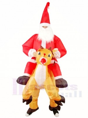 Reindeer Carry Santa Claus Father Christmas Inflatable Halloween Xmas Costumes for Adults