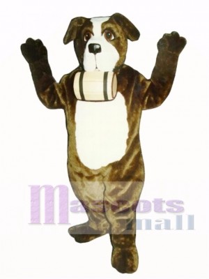 Cute St. Bernard Dog with Barrel Mascot Costume