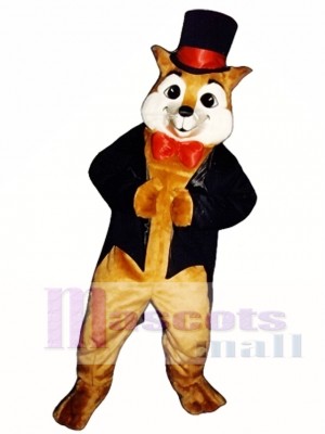 Cute Sly Fox with Hat, Jacket & Bowtie Mascot Costume