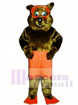 River Otter with Shorts, Fins & Goggles Mascot Costume