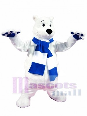 Blue and White Scarf Polar Bear Mascot Costumes
