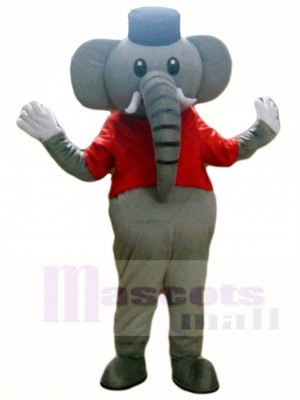 Grey Elephant in Red Vest Mascot Costumes Animal 