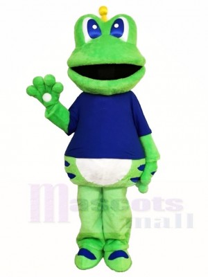 Frog Mascot Costumes in Blue Shirt  