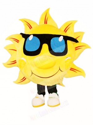 Yellow Sunshine with Sunglasses Mascot Costumes 