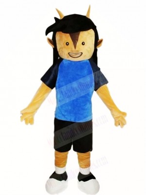 Blue T-shit Soccer Football Player Mascot Costumes People