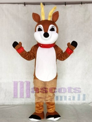 Cute Reindeer with Red Nose Collar & Cuffs Mascot Costume