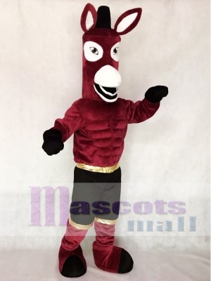 Maroon Jack Mule Mascot Character Costume Fancy Dress Outfit