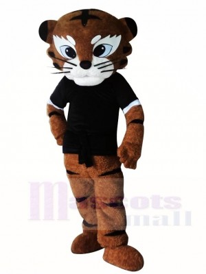 Black Shirt Kung Fu Judo Tiger Mascot Costumes Animal 