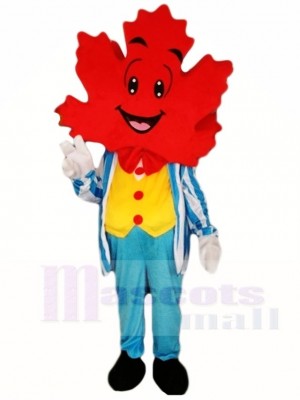 Blue Suit Maple Leaf Mascot Costumes Plant