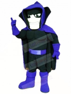 Black Phantom Ghost Specter with Purple Cape Mascot Costumes 