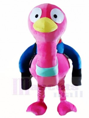 Riding a Pink Ostrich Birds Mascot Costumes Animal 