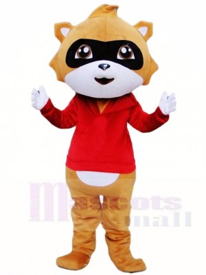 Brown Raccoon in Red Vest Mascot Costumes Animal