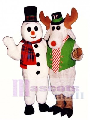 Cute Snow Buddy Snowman with Hat & Scarf Mascot Costume Xmas