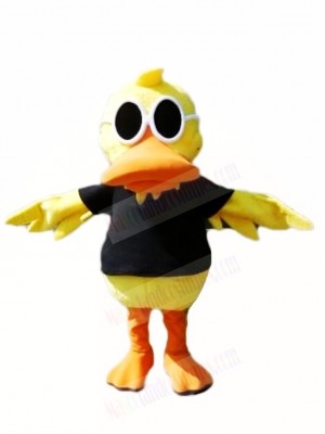 Yellow Duck with Sunglasses Mascot Costumes Poultry Animal