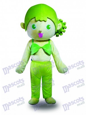 Green Hair Girl Mascot Costume Cartoon 