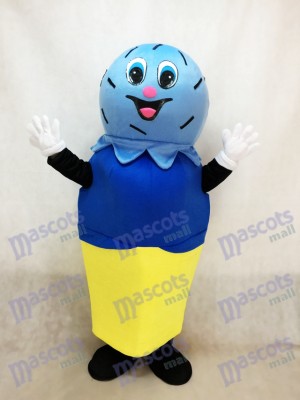 Double Blue Scoop on a Cake Cone Mascot Costume Ice Cream 