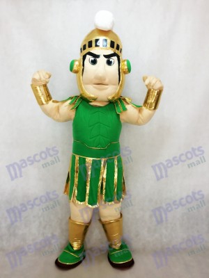 Green and Golden Spartan Trojan Knight Sparty Mascot Costume Fancy Costume Carnival