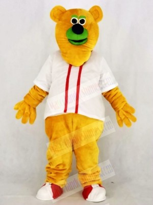 Fresno Grizzlies Parker T. Orange Bear with White T-shirt Mascot Costume College	