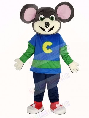 Chuck E. Cheese Mascot Costume Mouse with Striped Shirt