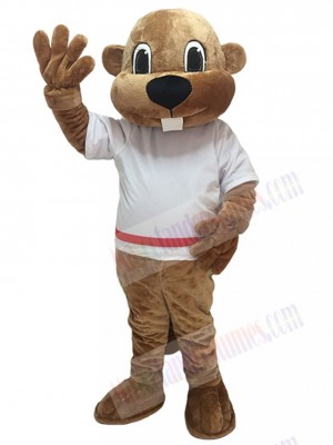 Alex the Beaver Mascot Costume in White Shirt Animal 