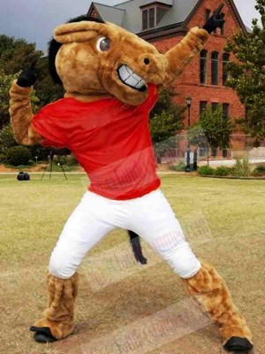 New Central's Buddy Broncho Horse with Dark Red Jersey Mascot Costume