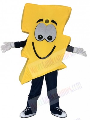 Cute Yellow Lightning Bolt Mr. Electric Mascot Costume