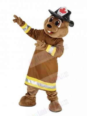 Burny Beaver with Hat Mascot Costume