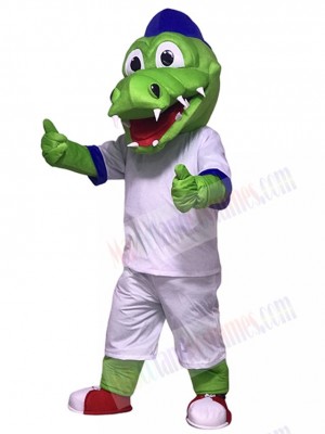 Cute Blue Hat Athlete Crocodile Alligator Mascot Costumes