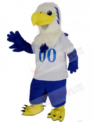 White Head Falcon Eagle in White T-shirt Mascot Costume