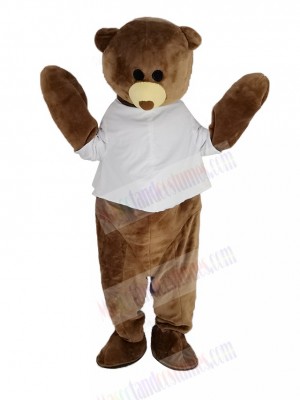 Cute Brown Bear with White Vest Mascot Costume