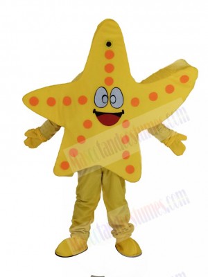 Smiling Yellow Starfish Mascot Costume