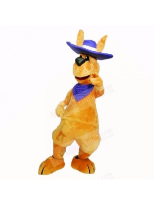 Friendly Adult Kangaroo with Blue Hat Mascot Costumes Adult