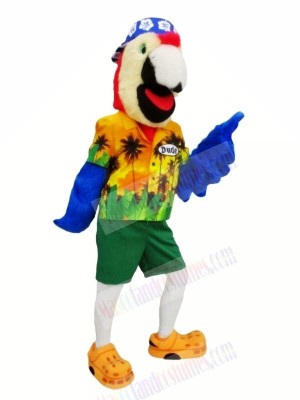 Fashion Parrot with Blue Hat Mascot Costumes Animal