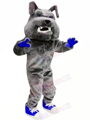 Grey Bulldog with Blue Shoes Mascot Costumes