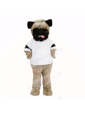 Ugly Pug Dog With White Shirt Mascot Costumes Cartoon