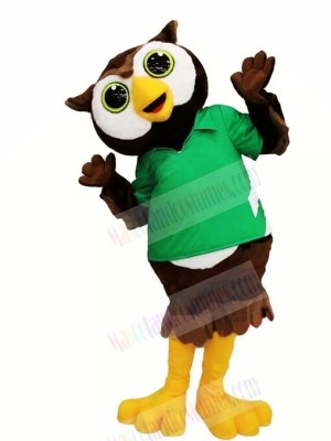 Lovely Owl with Green T-shirt Mascot Costumes	