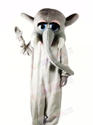 Grey Elephant with Big Eyes Mascot Costumes Cartoon	