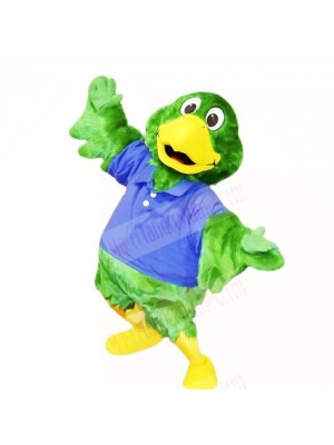 Green Parrot with Blue Shirt Mascot Costumes School