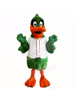 Green Duck with White Shirt Mascot Costumes Cartoon