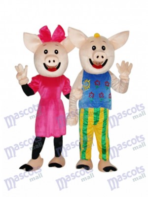 Cocoa Couple Pig Mascot Adult Costume