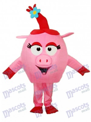 Red Round Pig Mascot Adult Costume