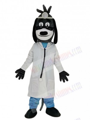 Doctor Dog with Black Glasses Mascot Costume Animal