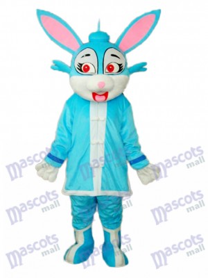 Easter Blue Rabbit in Padded Coat Mascot Adult Costume
